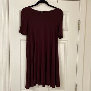 Forever 21 Maroon T-Shirt Dress